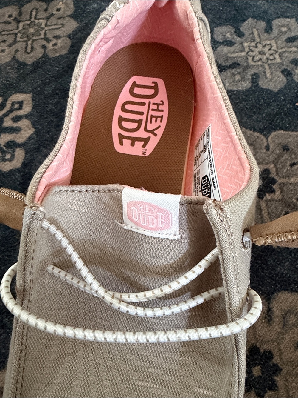 Women's HEY DUDE Beige Heathered Wendy Stretch Shoes - Picture 9 of 9